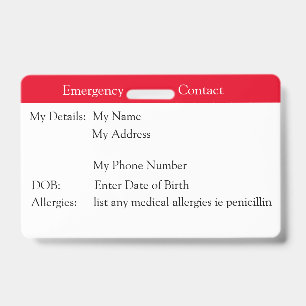 Crachá Contacto de Emergência