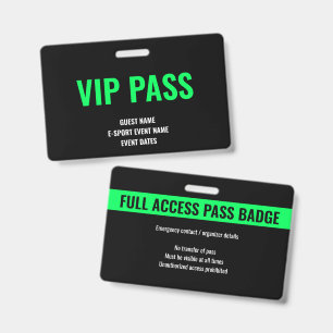Crachá Convidado VIP Personalizado Evento E-Sport Minimal