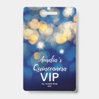 Convite Chic Quinceañera Dourado Azul-Marinho com 