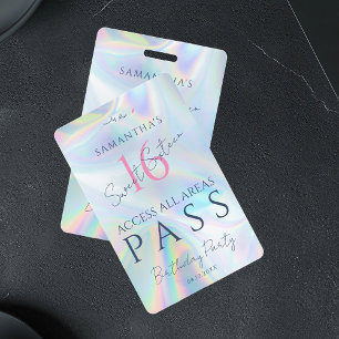Crachá Convite de Aniversário de 16 Anos com Acesso VIP H