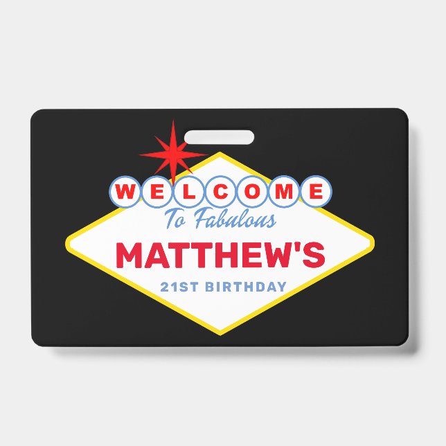 Crachá Convite de aniversário de Passagem VIP Sinal de La (Frente)