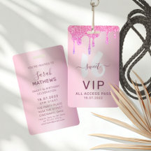 Convite de Aniversário VIP Brilho Rosa Doce 16