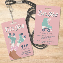 Crachá Convite de Aniversário VIP de Patinação no Rolo