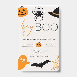 Crachá convite de cartão boo festa de halloween