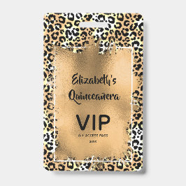Crachá Convite Elegante de Quinceañera Leopardo VIP