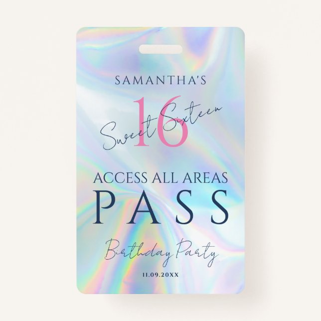 Crachá Convite Holográfico de Acesso VIP 16º Aniversário (Frente)