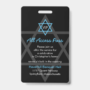 Crachá Convite para Recepção do Bar Mitzvah Black and Blu