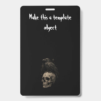 Crachá Convite Vintage de Halloween com Corvo Gótico em C