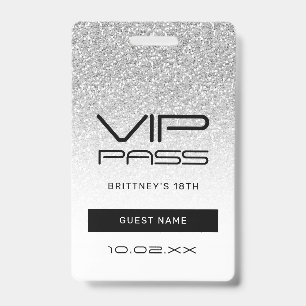 Crachá Convite VIP Brilho Glam Ombre Prata 18º