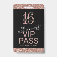 Convite VIP Sweet 16 Preto com Brilho em Rose Gold