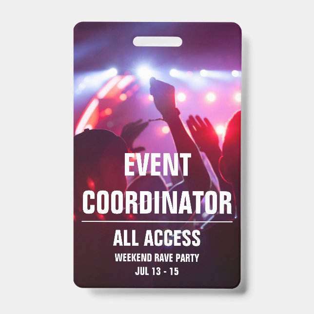 Crachá Coordenador de Eventos Personalizados Passagem de  (Frente)