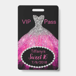 Crachá cor-de-rosa do partido do VIP do doce 16 do