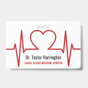 Crachá Coração EKG crachás médicos personalizados de 
