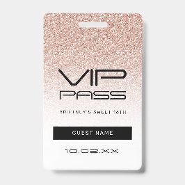 Crachá Cordão VIP de Passagem Sweet 16 com Brilho Ombre R