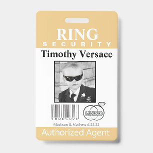 Crachá Corn Silk Ring Bearer Security Badge