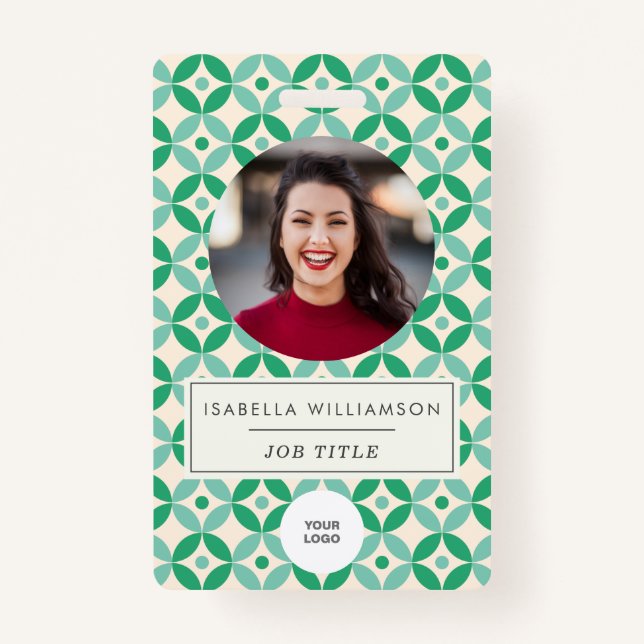 Crachá Corporação de ID de Foto do Funcionário Geométrico (Frente)