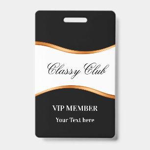 Crachá Crachás de Convidado do Clube de Membros VIP Class