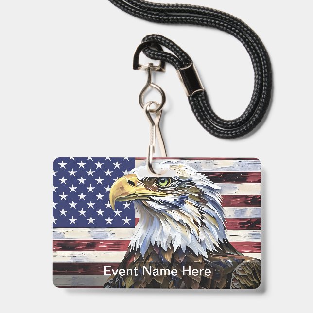 Crachá Crachás de Evento com Tema Americano Econômico (Verso com cordão)