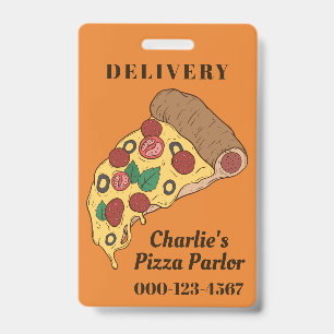 Crachá Crachás de fatias de pizza com texto e cor persona
