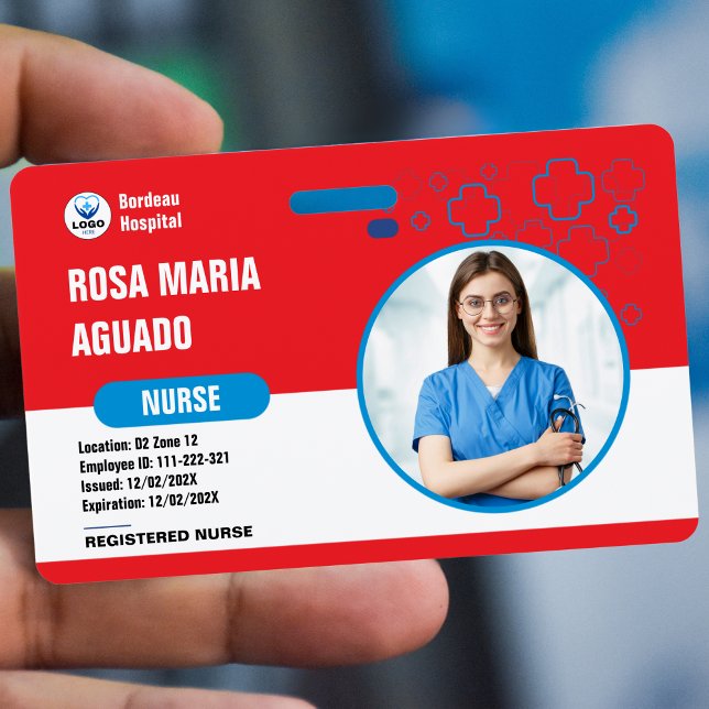 Crachá Crachás de ID de hospital e de empresa personaliza (Custom Hospital & Business ID Badges - Secure, Durable Design)
