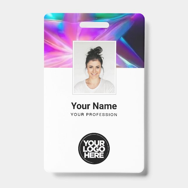 Crachá Crachás holográficos personalizados para funcionár (Frente)