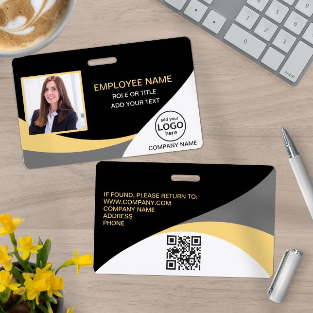 Crachá Crachás personalizados com foto para funcionários  (Criador carregado)