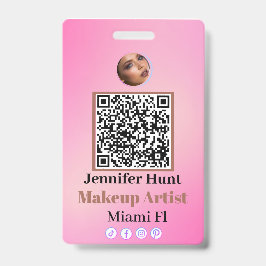 Crachá Crachás Personalizados Rosa com Nome e QRcode Pers