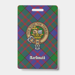 Crachá Crest do Clã MacDonald sobre Tartan