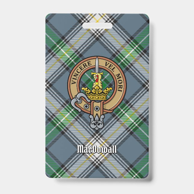 Crachá Crest do Clã MacDowall sobre Tartan (Frente)