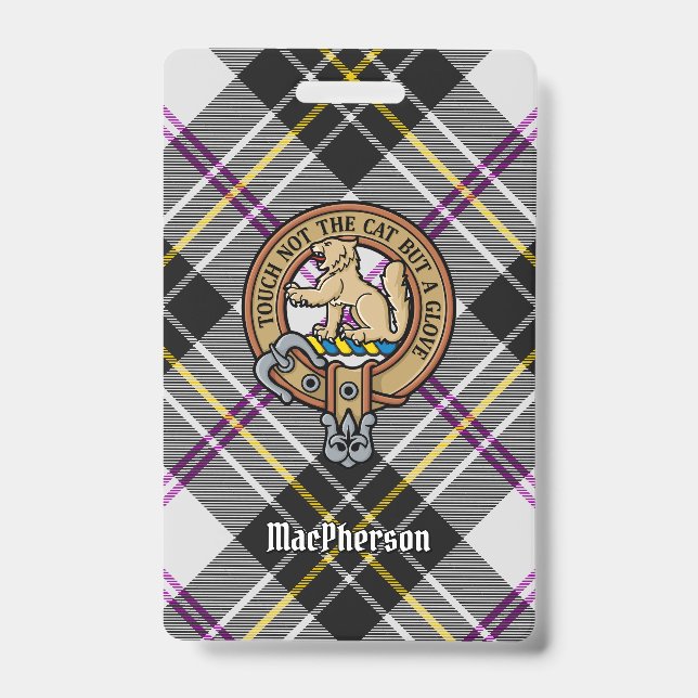 Crachá Crest do Clã MacPherson sobre Tartan de Gala (Frente)
