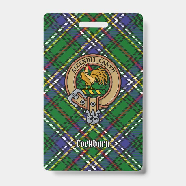 Crachá Crestão do Clã Cockburn sobre Tartan (Frente)