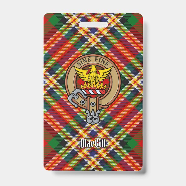 Crachá Crestão do Clã MacGill sobre Tartan (Frente)