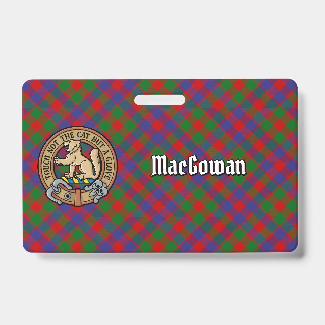 Crachá Crestão do Clã MacGowan sobre Tartan (Frente)
