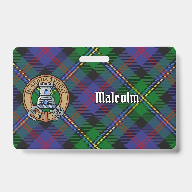 Crachá Crestão do Clã Malcolm sobre Tartan (Frente)