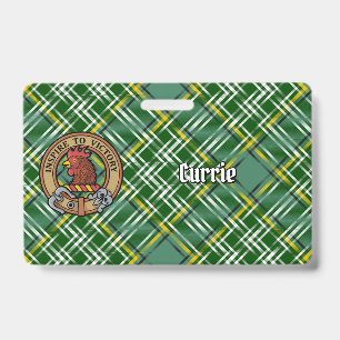 Crachá Crestas de Galo do Clã Currie sobre Tartan