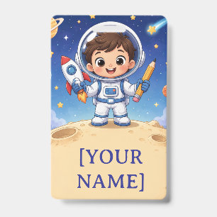 Crachá Criança Astronauta Pronta para Explorar Caderno Es