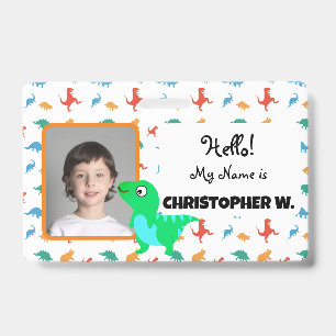 Crachá Crianças Dinossauro Padrão Crachás T-Rex Bebê