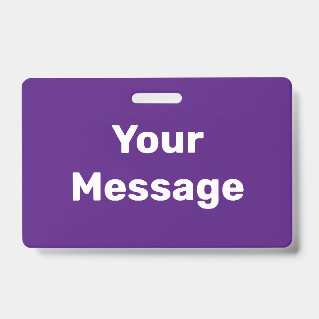 Crachá Crie seu próprio Modelo de Texto Roxo e Branco (Frente)