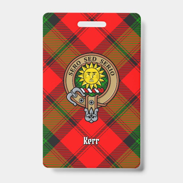 Crachá Crista do Clã Kerr sobre Tartan (Frente)