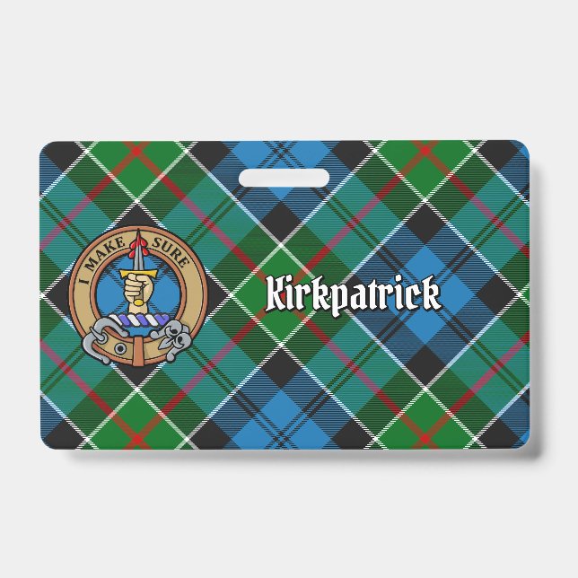 Crachá Crista do Clã Kirkpatrick sobre Tartan (Frente)