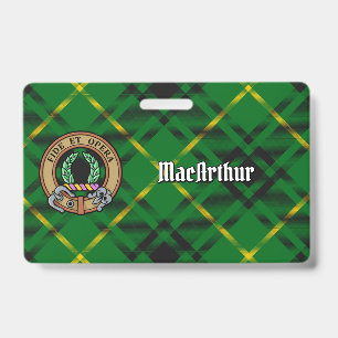 Crachá Crista do Clã MacArthur sobre Tartan