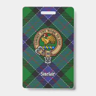 Crachá Crista do Clã Sinclair sobre Tartan de Caça