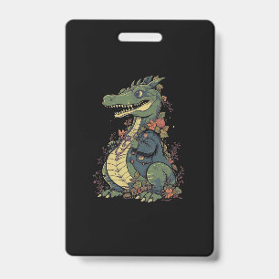Crachá crocodilo-de-desenho-animado-usando-jaqueta-jaquet