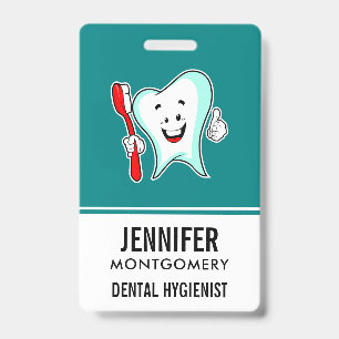 Crachá Cuidado Dental Feliz Dente com Escova de Dentes