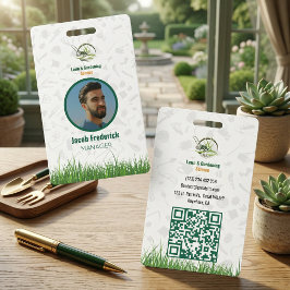 Crachá Cuidado Profissional de Jardins Branco e Verde
