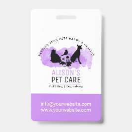 Crachá Cuidados com animais / Serviços de pet sitting / P