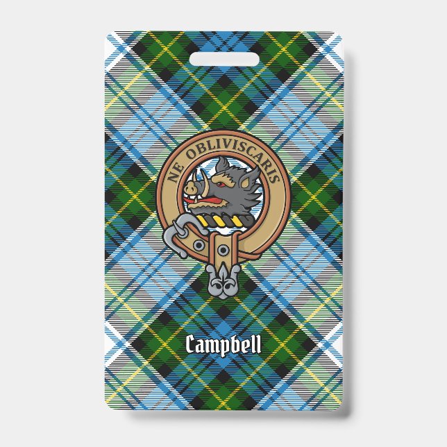 Crachá Cume da Campbell sobre Tartan de Vestido (Frente)