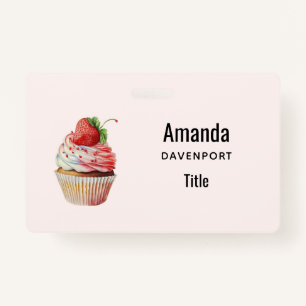 Crachá Cupcake de morango deserto doce