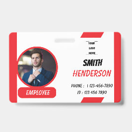 Crachá Custom Business Logo Employee Photo Blue ID Badge