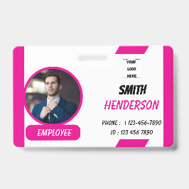 Crachá Custom Business Logo Employee Photo Blue ID Badge